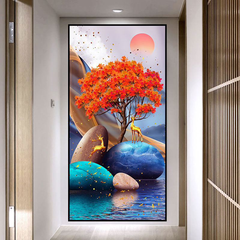 5D钻石画十字绣2026新款满钻风景山水简约现代玄关点贴钻石绣客厅