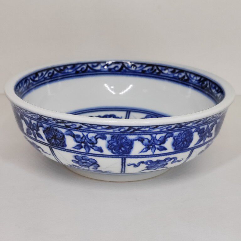 日本昭和手绘青花大汤碗面碗厚胎全新全品19.5*7cm