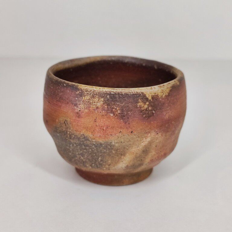 ⑥日本备前烧小西陶古手捏柴烧杯全新全品6*5cm