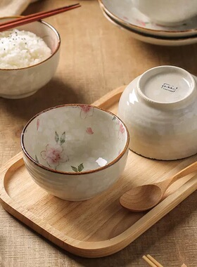 雪樱花盘子釉下彩高颜值日式餐具陶瓷碗碟家用2025新款面碗汤碗