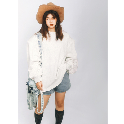 加厚宽松纯棉毛圈复古垫肩卫衣