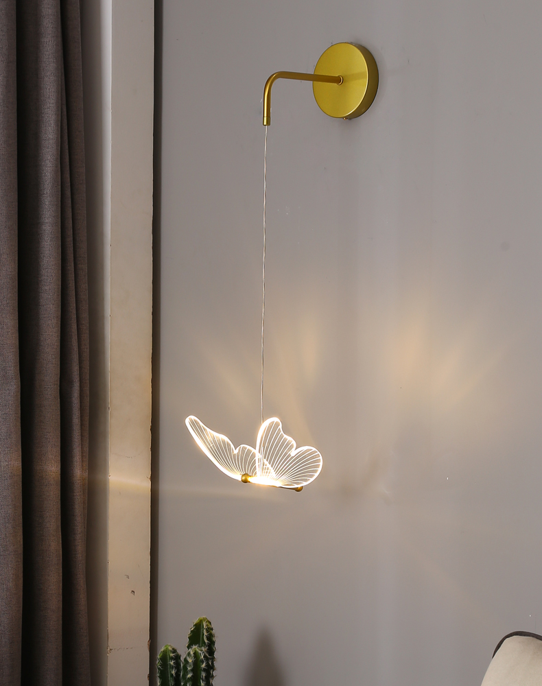 温馨蝴蝶灯背景墙轻奢床头壁灯