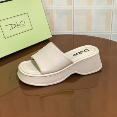 9K15/5CM羊皮清仓撤柜断码处理女士夏季厚底增高防滑时尚外穿凉拖