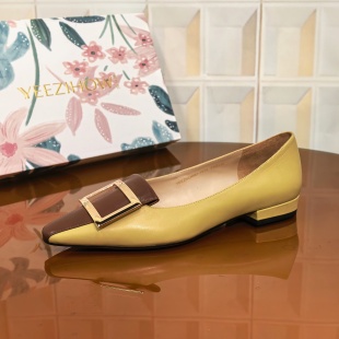 2CM牛皮断码 皮鞋 撤柜清仓处理气质百搭浅口低跟跟鞋 法式 时尚 1573