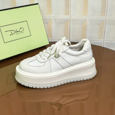 5769/5CM牛皮清仓撤柜断码处理厚底增高女士休闲板鞋新款百搭透气