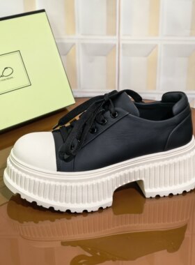 4102/6CM牛皮清仓撤柜断码处理厚底增高系带时尚百搭女士夏休闲鞋