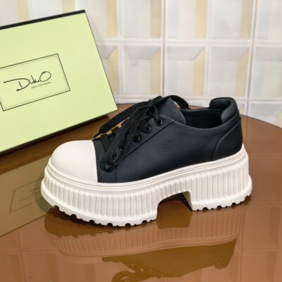 4102/6CM牛皮清仓撤柜断码处理厚底增高系带时尚百搭女士夏休闲鞋