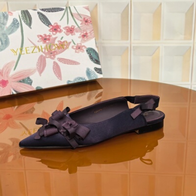 7771/2CM真丝布断码撤柜清仓处理夏季包头凉鞋低跟修面皮尖头时尚