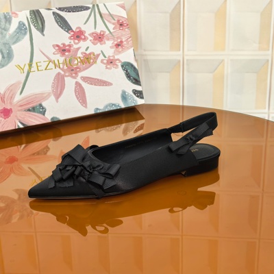 7771/3CM真丝布断码撤柜清仓处理时装凉鞋包头平底鞋包头凉鞋女尖