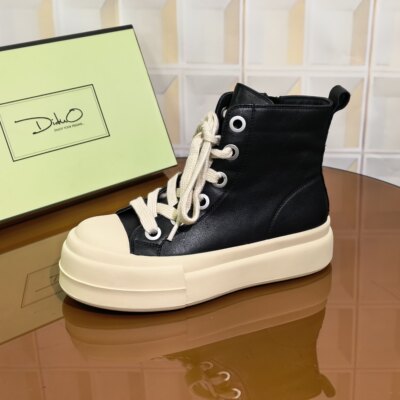 4816/4CM牛皮清仓撤柜断码处理复古松糕厚底高帮短靴女鞋时尚百搭