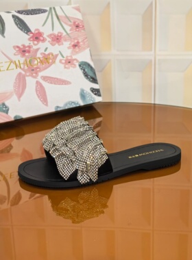 3861/2CM真丝布断码撤柜清仓处理外穿方头法式一字拖凉鞋女沙滩鞋