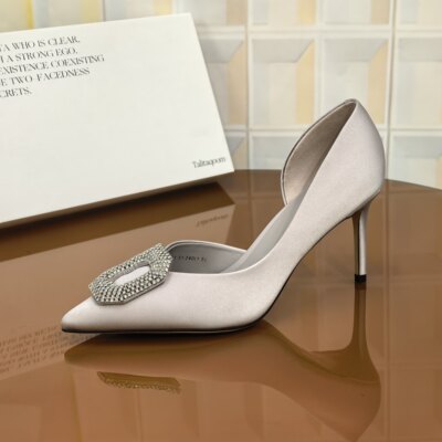 1671/7CM牛皮清仓撤柜断码处理尖头春季7厘米高跟鞋鞋子套筒细跟