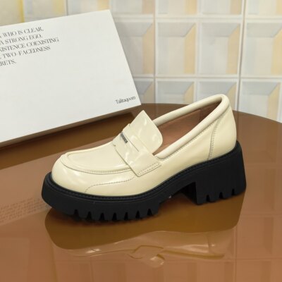 6592/5CM牛皮清仓撤柜断码处理时尚春季秋季一脚蹬鞋厚底乐福鞋