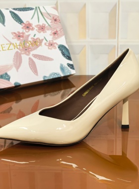 6445/4CM牛漆皮断码撤柜清仓处理方扣浅口通用黑色高跟女士高跟鞋