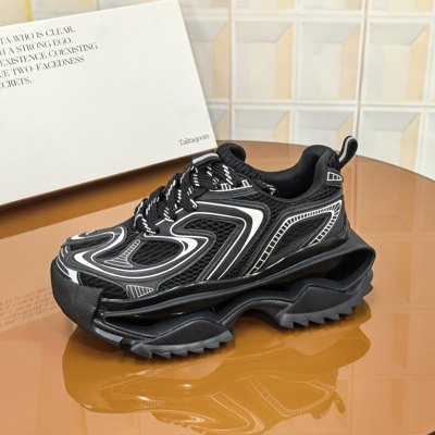 0021/5CM牛皮仓撤柜断码处理网面厚底百搭黑色时尚女鞋休闲情侣夏