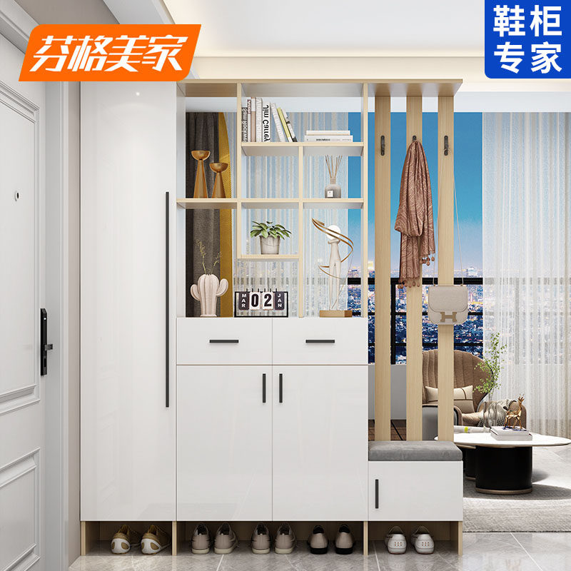 客厅玄关柜现代客厅简约小户型屏风鞋柜一体靠墙置物架进门隔断柜_虎窝淘