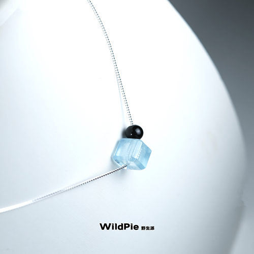 天然海蓝宝黑曜石补水疗愈项链