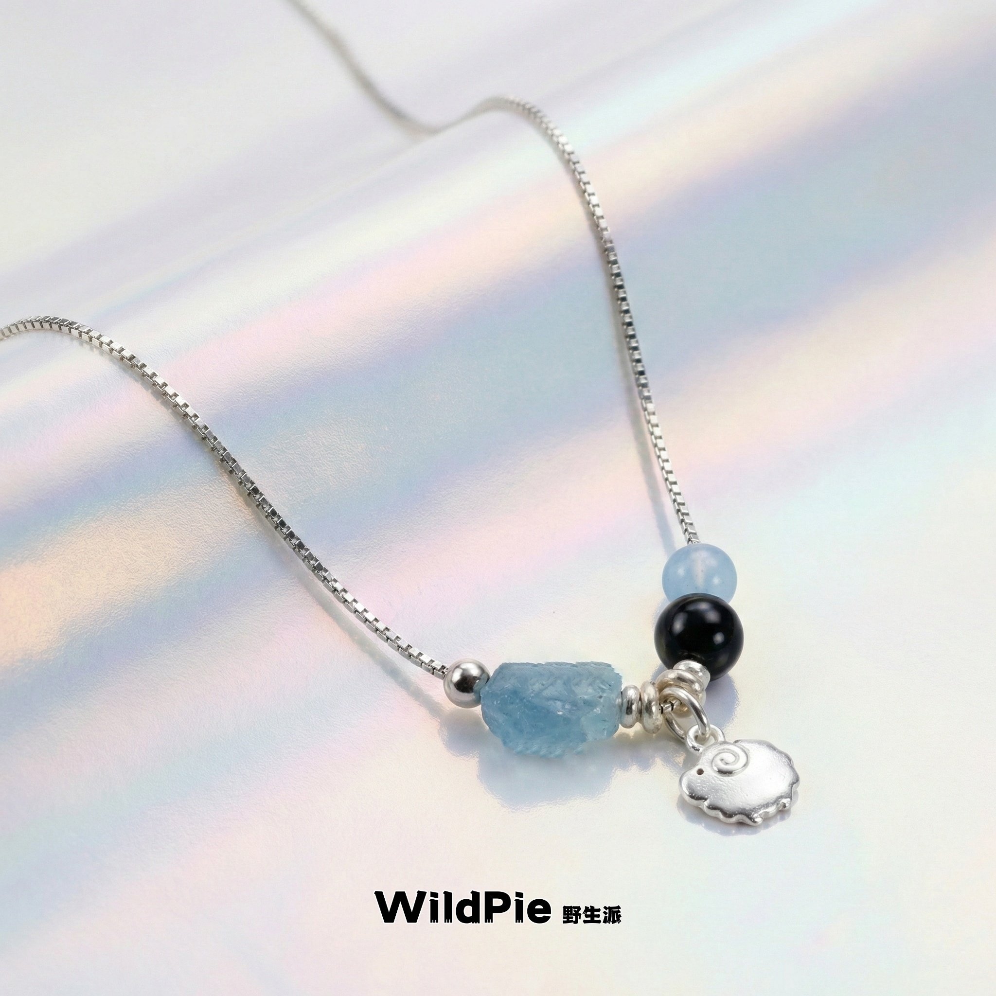 S925小羊银海蓝宝黑曜石锁骨项链2026新年本命马年六合吉祥物吊坠,饰品/流行首饰/时尚饰品新,项链,淘宝优惠券,粉丝福利购,淘宝优惠卷