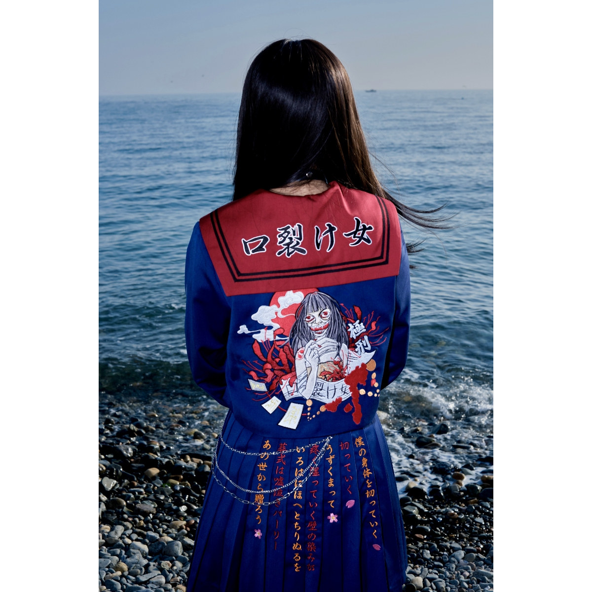 六酱原创正品定制正统口裂女日文刺绣特攻不良JK制服长裙水手服