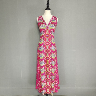 清仓尼泊尔手工钉珠泰国印度纯棉女士连衣裙长裙修身长款复古文艺