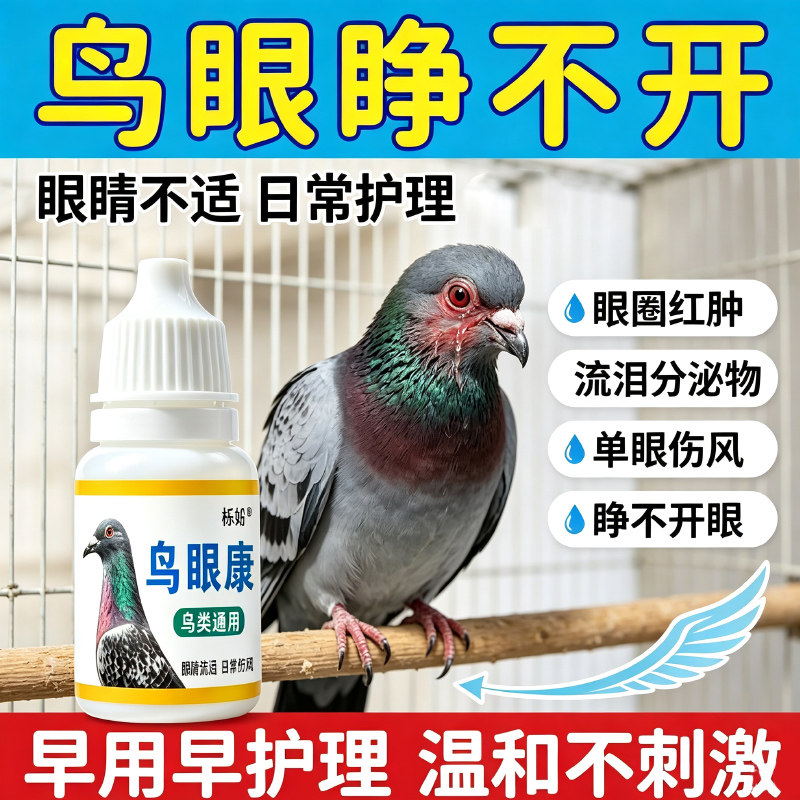 鸟眼康鸟类滴眼液鹦鹉鸽子眼部护理改善流泪红肿单眼伤风睁不开眼