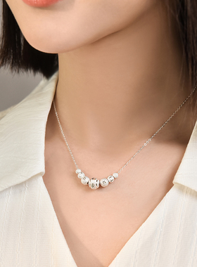 老匠人纯银转运珠项链送女友礼物