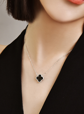 老匠人幸运四叶草990足银锁骨链