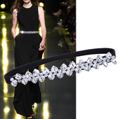 腰封松紧配连衣裙女款 装 饰裙带女细水钻镶嵌腰带弹力水晶女式 百搭