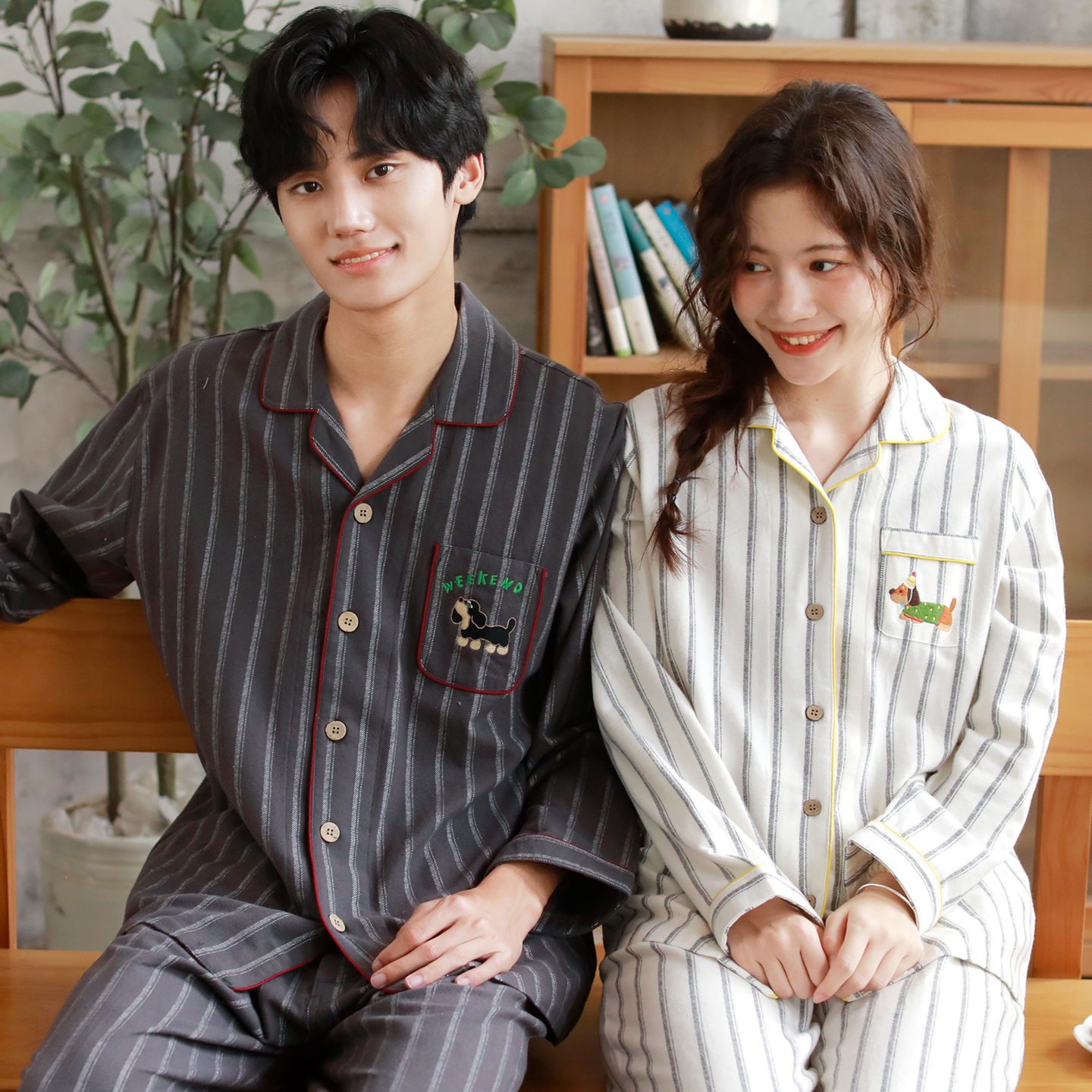 『眠岛』2025年秋冬情侣睡衣全棉纯棉磨毛男女大码长袖家居服套装