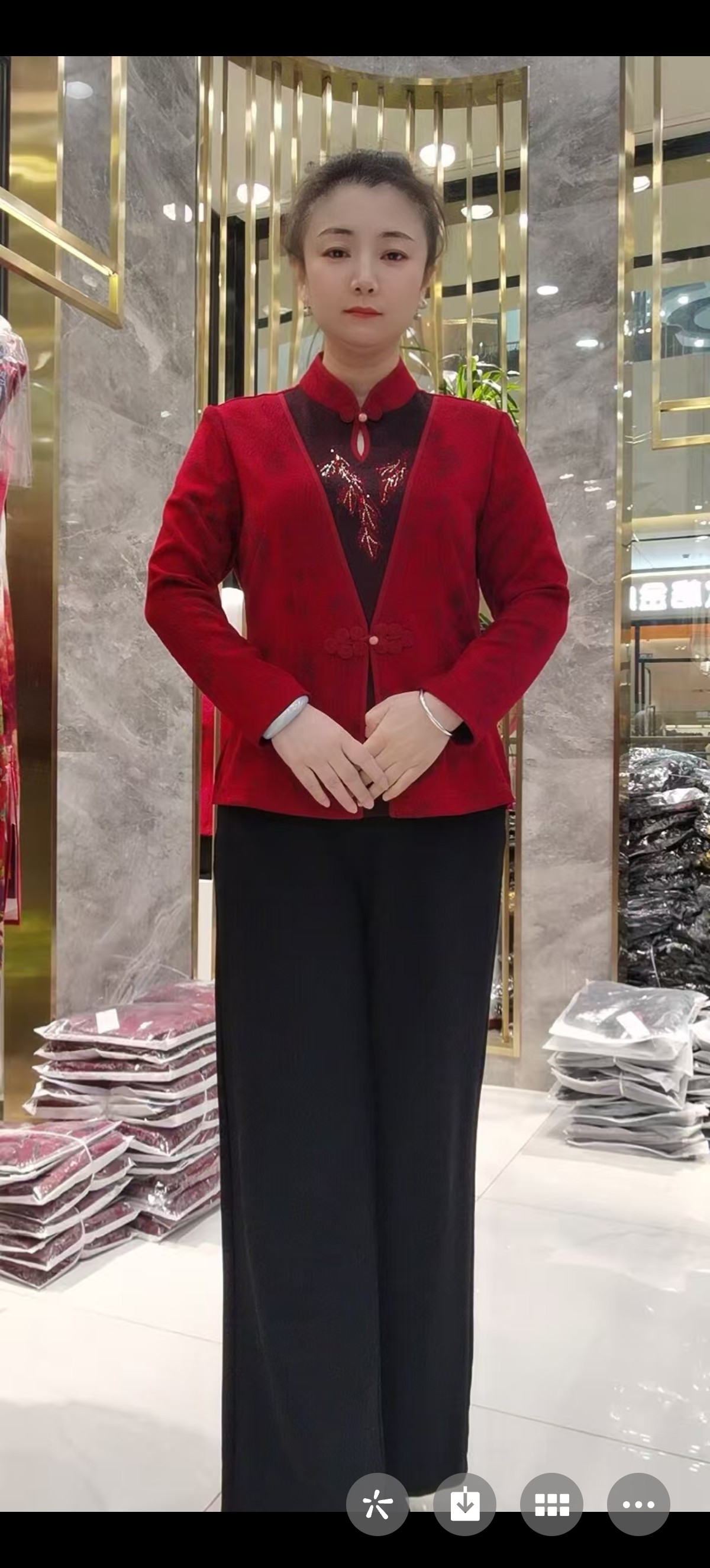 博玺华服秋冬季新款弹力外套上衣中式修身妈妈装中老年上衣