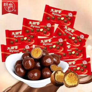 梁丰麦丽素夹心涂层巧克力零食袋装童年记忆小吃零食80g代可可脂