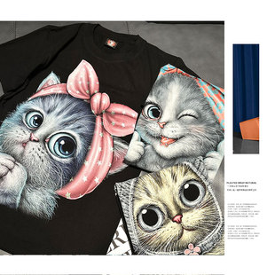 EMPIRE 工作室设计款 摇滚帝国 大图夜光短袖 可爱猫 ROCK