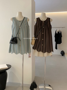 上衣 Y.JIA 伊嘉栗子甜巧减龄民族风宽松打褶小衫 女夏季 竖条纹薄款