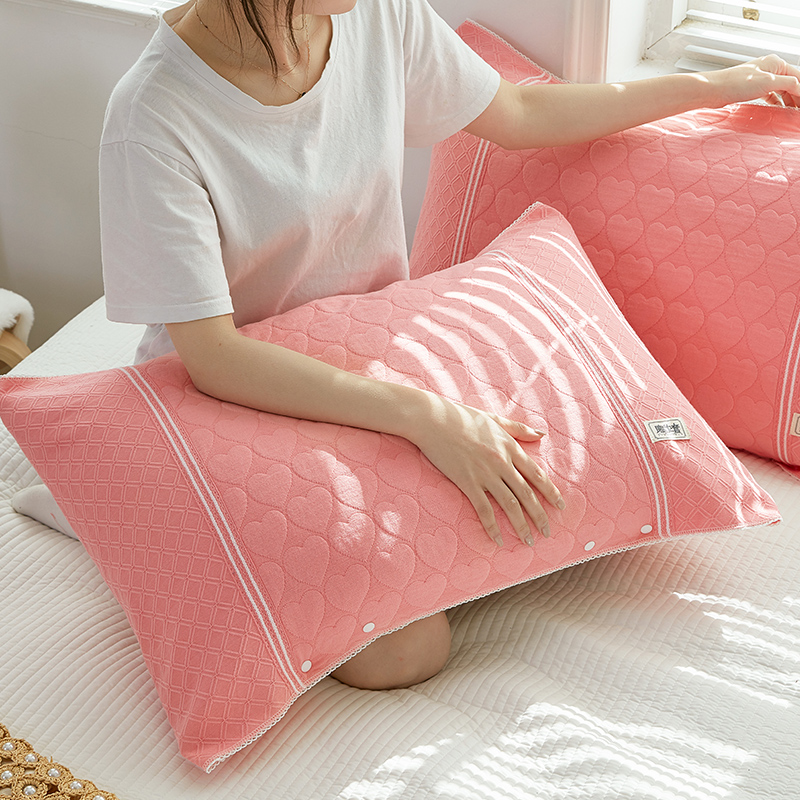 纱布枕巾枕巾一对按扣固定脱落