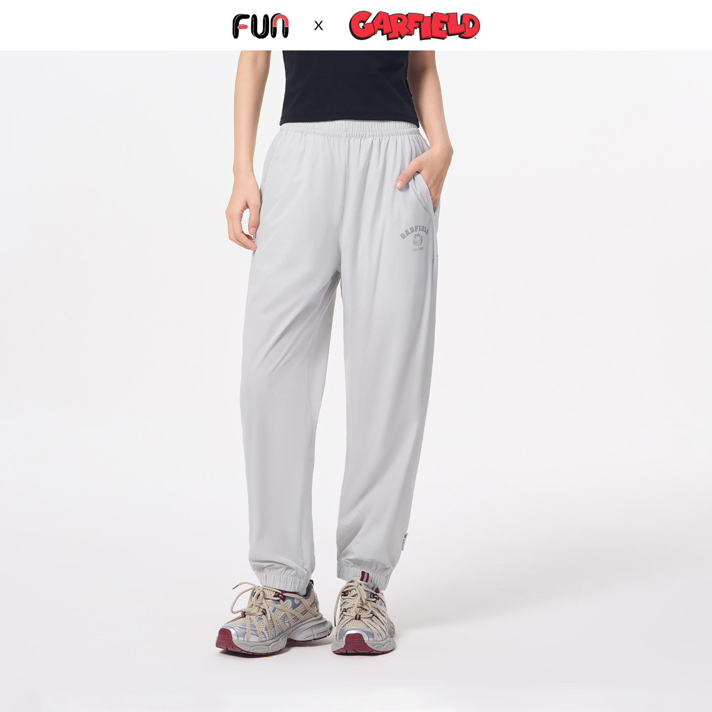 Fun潮牌速干裤女2025年夏季加菲猫联名超轻透气休闲束脚裤长裤