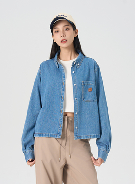Fun商场同款时尚牛仔宽松版牛仔衬衫FMC443A0L