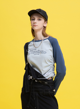 Fun2025春夏线下商场同款运动长袖撞色抽绳修身T恤FMT351A0L