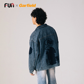 Fun2025秋冬季 夹克 工装 加菲猫联名美式 做旧立领牛仔外套男女同款