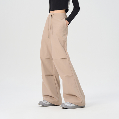 Fun阔腿裤女2025年冬季时尚休闲直筒版工装褶皱休闲长裤