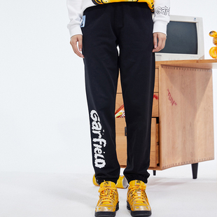 Fun潮牌春夏新款字母加菲猫联名时尚卡通个性休闲针织长裤女