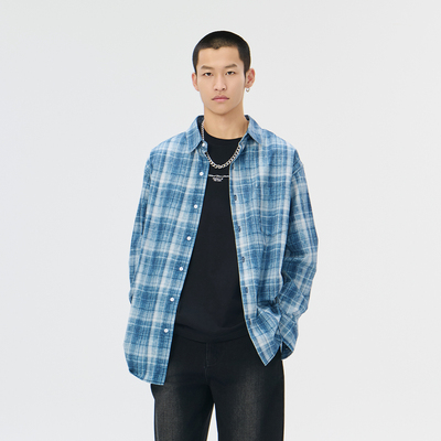 Fun2024秋季格子复古宽松衬衫