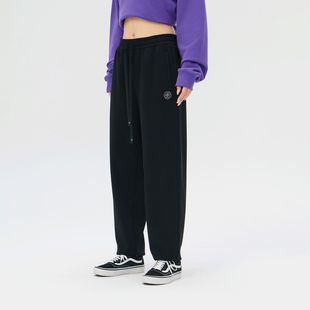 字母松紧腰抽绳针织加绒长裤 Fun运动休闲卫裤 男24秋冬宽松束脚裤