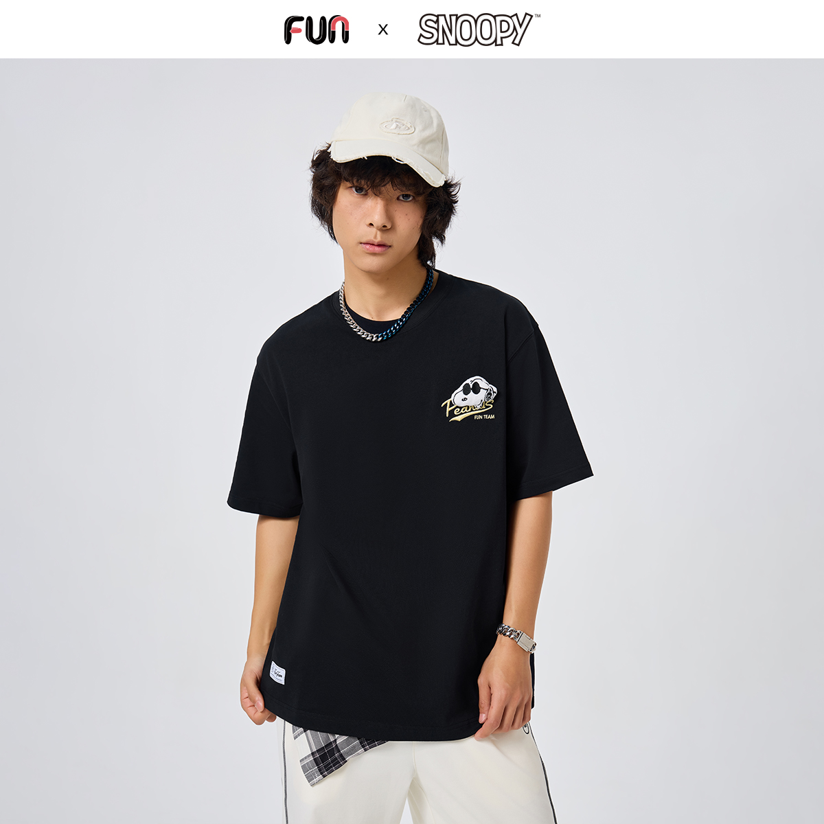 Fun史努比联名款短袖t恤男2025新款纯棉宽松圆领上衣线下商场同款