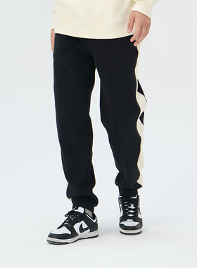 Fun商场同款运动裤男针织长裤加绒加厚收口束脚锥型版灰色卫裤