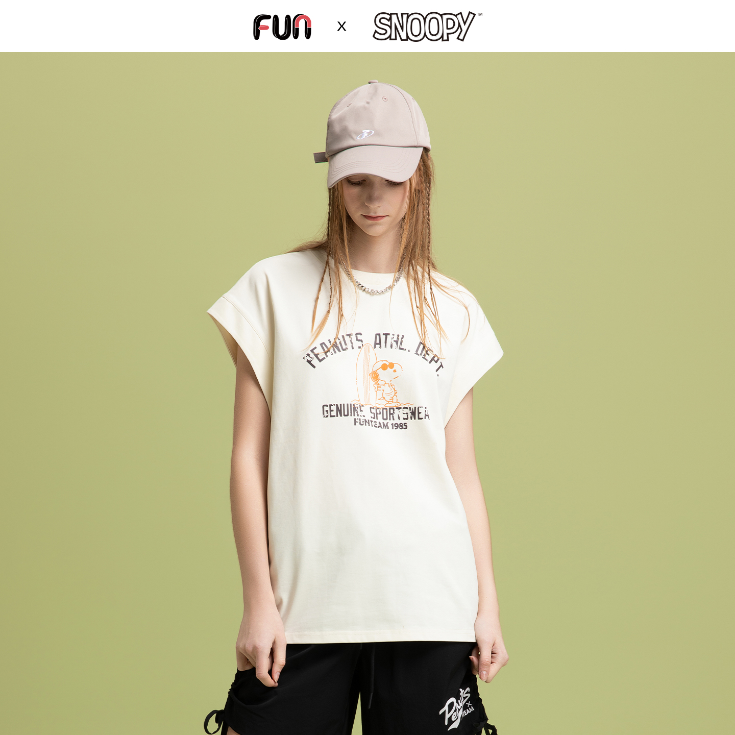 Fun2025夏季新品线下商场同款史努比联名无袖坎肩背心外穿短袖T恤