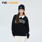 Fun25秋冬季 加菲猫联名翻领撞色上衣海军领宽松套头POLO衫 卫衣女