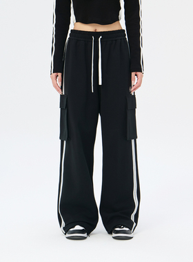 Fun商场同款时尚运动阔腿版针织长裤FMK643A5B