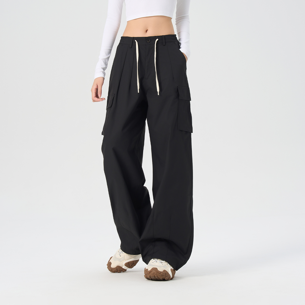 Fun商场同款时尚运动阔腿版长裤