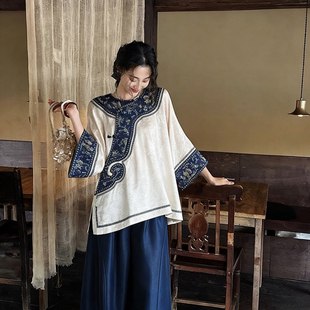 一起艺长袖 刺绣镶边袍小衫 大货速发 XM01412977 宽松极繁新中式