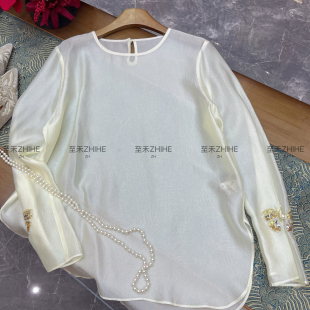 口小衫 人丝圆领袖 t1007 极简大牌老钱新中式 一起26年春款